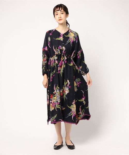 チャイハネ（チャイハネ）の「【チャイハネ】ボタニカルフラワーワンピース（ワンピース・レディース・ブラック/オレンジ/ターコイズブルー・FREE）」の11枚目の写真