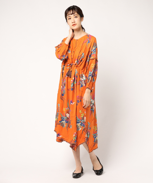 チャイハネ（チャイハネ）の「【チャイハネ】ボタニカルフラワーワンピース（ワンピース・レディース・ブラック/オレンジ/ターコイズブルー・FREE）」の12枚目の写真