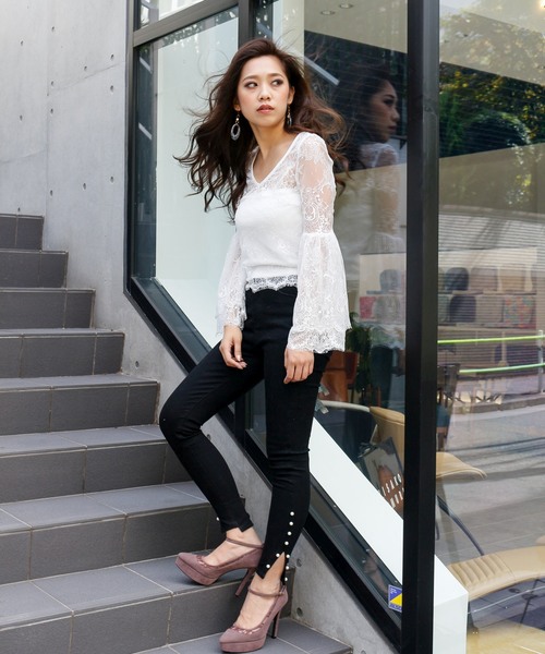 リップサービス★レーススリーブフレアトップス