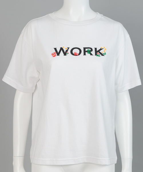 MUVEIL WORK（ミュベールワーク）の「【MUVEIL WORK】WORKプリントTシャツ（Tシャツ/カットソー・レディース・ホワイト/ネイビー・38/36）」の5枚目の写真