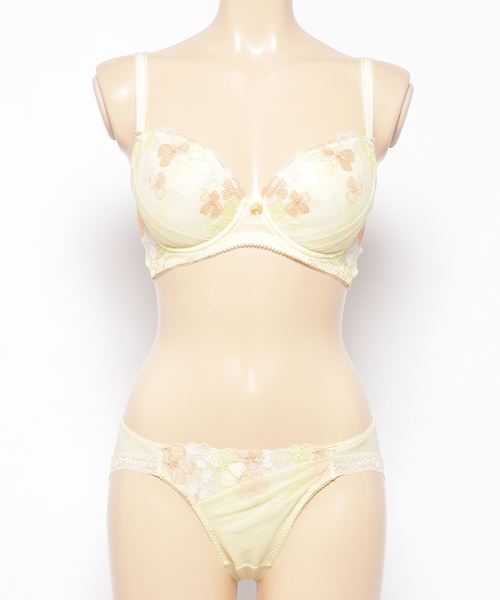 AMOSTYLE BY Triumph（アモスタイルバイトリンプ）の「ハイドレンシア柄レース ブラ＆ショーツセット【B,C,Dカップ】AMST WHU +Mini39-49（ブラ&ショーツ・レディース・ピンク/イエロー/ブルー・B65/B70/C70/D70/B75/C65/C75/D65/D75）」の12枚目の写真