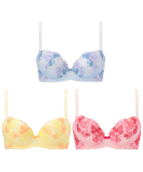 AMOSTYLE BY Triumph（アモスタイルバイトリンプ）の「ハイドレンシア柄レース ブラ＆ショーツセット【B,C,Dカップ】AMST WHU +Mini39-49（ブラ&ショーツ・レディース・ピンク/イエロー/ブルー・B65/B70/C70/D70/B75/C65/C75/D65/D75）」の10枚目の写真