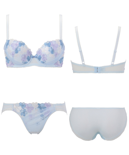 AMOSTYLE BY Triumph（アモスタイルバイトリンプ）の「ハイドレンシア柄レース ブラ＆ショーツセット【B,C,Dカップ】AMST WHU +Mini39-49（ブラ&ショーツ・レディース・ピンク/イエロー/ブルー・B65/B70/C70/D70/B75/C65/C75/D65/D75）」の9枚目の写真