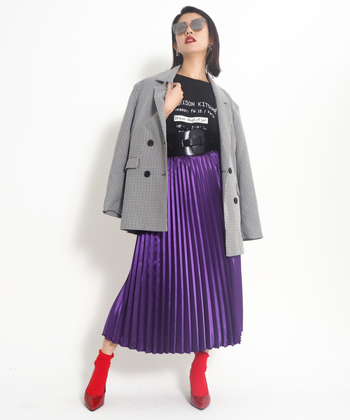 Narcissus(ナルシス)の「【cheap!!by vaNite】サテンプリーツスカート(スカート・レディース・ブラック/パープル/ピンク/シルバー/グリーン・FREE)」の12枚目の写真