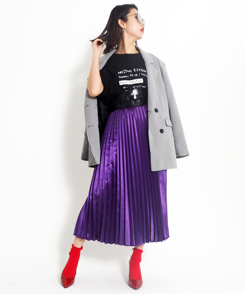 Narcissus(ナルシス)の「【cheap!!by vaNite】サテンプリーツスカート(スカート・レディース・ブラック/パープル/ピンク/シルバー/グリーン・FREE)」の11枚目の写真