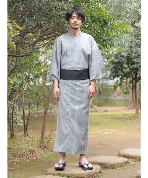 浴衣✴︎芭蕉に縦縞 グラデーション縦縞×薔薇柄浴衣[品番：DY000032128]｜Dazzy