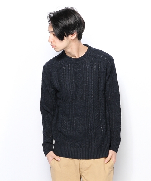 CIAOPANIC（チャオパニック）の「【Ciaopanic】　アランP/O長袖C/NP/D（ニット/セーター・メンズ・グリーン/ネイビー/アイボリー・LARGE/MEDIUM）」の10枚目の写真