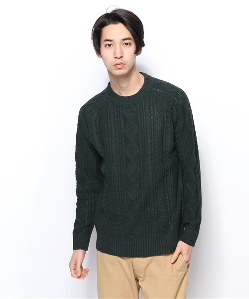 CIAOPANIC（チャオパニック）の「【Ciaopanic】　アランP/O長袖C/NP/D（ニット/セーター・メンズ・グリーン/ネイビー/アイボリー・LARGE/MEDIUM）」の11枚目の写真