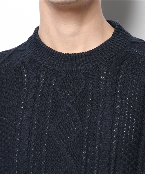 CIAOPANIC（チャオパニック）の「【Ciaopanic】　アランP/O長袖C/NP/D（ニット/セーター・メンズ・グリーン/ネイビー/アイボリー・LARGE/MEDIUM）」の9枚目の写真