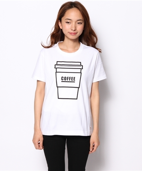 I am I (アイアムアイ)の「40/2コーマ天竺 コーヒーTシャツ(Tシャツ/カットソー・レディース・ホワイト・2/3)」の2枚目の写真