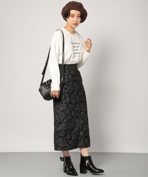 PAGEBOY（ページボーイ）の「ペイズリーJQナロースカート（スカート・レディース・ダークブラウン/ブラック×グレー/ブラック×グリーン・SMALL/MEDIUM）」の4枚目の写真