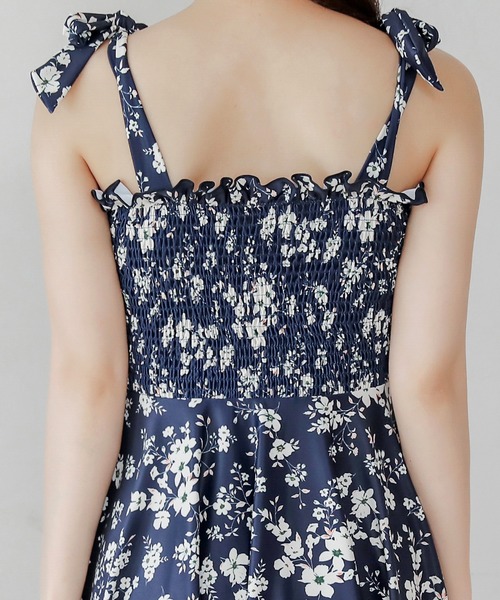 セール】花柄シャーリングワンピース・ハイウエストショーツ