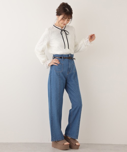 one after another NICE CLAUP（ワンアフターアナザーナイスクラップ）の「総レースボウタイブラウス（シャツ/ブラウス・レディース・アイボリー/オフホワイト/カーキ・FREE）」の19枚目の写真