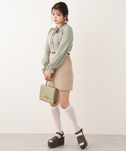 one after another NICE CLAUP（ワンアフターアナザーナイスクラップ）の「総レースボウタイブラウス（シャツ/ブラウス・レディース・アイボリー/オフホワイト/カーキ・FREE）」の4枚目の写真