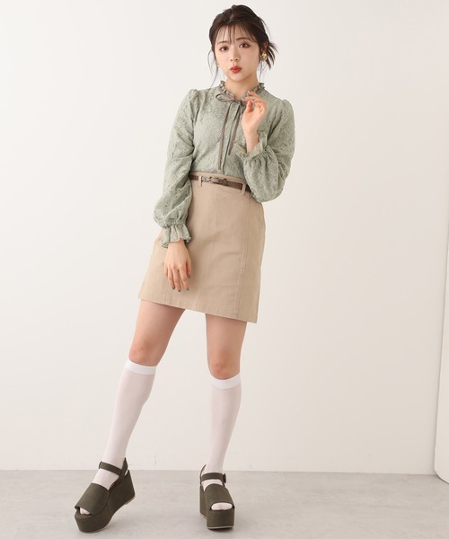 one after another NICE CLAUP（ワンアフターアナザーナイスクラップ）の「総レースボウタイブラウス（シャツ/ブラウス・レディース・アイボリー/オフホワイト/カーキ・FREE）」の8枚目の写真