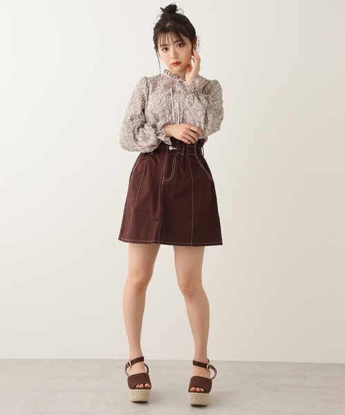 one after another NICE CLAUP（ワンアフターアナザーナイスクラップ）の「総レースボウタイブラウス（シャツ/ブラウス・レディース・アイボリー/オフホワイト/カーキ・FREE）」の10枚目の写真