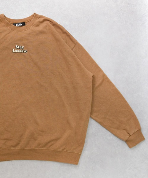 kutir（クティール）の「刺繍ピグメントスウェット（スウェット・メンズ・パープル/マスタード/レンガ・SMALL/MEDIUM/LARGE）」の2枚目の写真