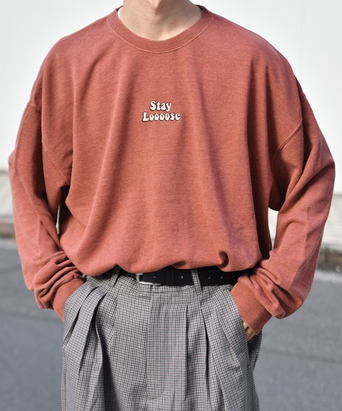 kutir（クティール）の「刺繍ピグメントスウェット（スウェット・メンズ・パープル/マスタード/レンガ・SMALL/MEDIUM/LARGE）」の4枚目の写真