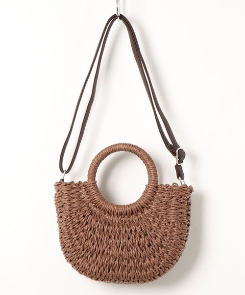notch.（ノッチ）の「リングハンドルハーフムーンバッグ（かごバッグ・レディース・ベージュ/ブラウン・ONESIZE）」の4枚目の写真