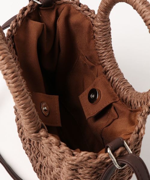 notch.（ノッチ）の「リングハンドルハーフムーンバッグ（かごバッグ・レディース・ベージュ/ブラウン・ONESIZE）」の3枚目の写真