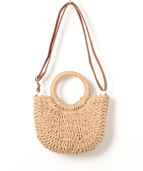 notch.（ノッチ）の「リングハンドルハーフムーンバッグ（かごバッグ・レディース・ベージュ/ブラウン・ONESIZE）」の6枚目の写真