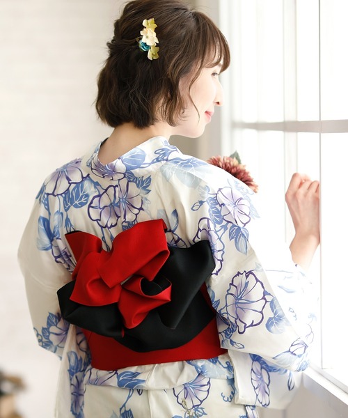 新品 未使用⭐︎大人の浴衣と半幅帯セット⭐︎高級綿⭐︎薔薇☆裄68⭐︎品のあるお色 15種類から選べるレディース3点セット／【大人浴衣+半巾帯+下駄
