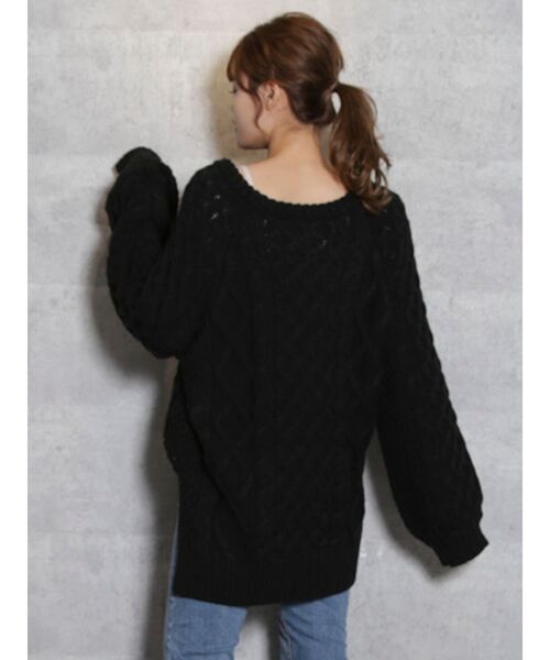 dazzlin(ダズリン)の「ケーブルカジュアルニットップス(ニット/セーター・レディース・オフホワイト/ブラック・FREE)」の7枚目の写真