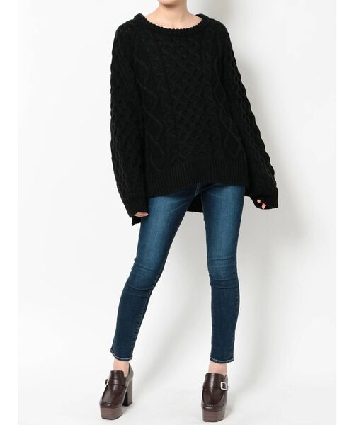 dazzlin(ダズリン)の「ケーブルカジュアルニットップス(ニット/セーター・レディース・オフホワイト/ブラック・FREE)」の13枚目の写真