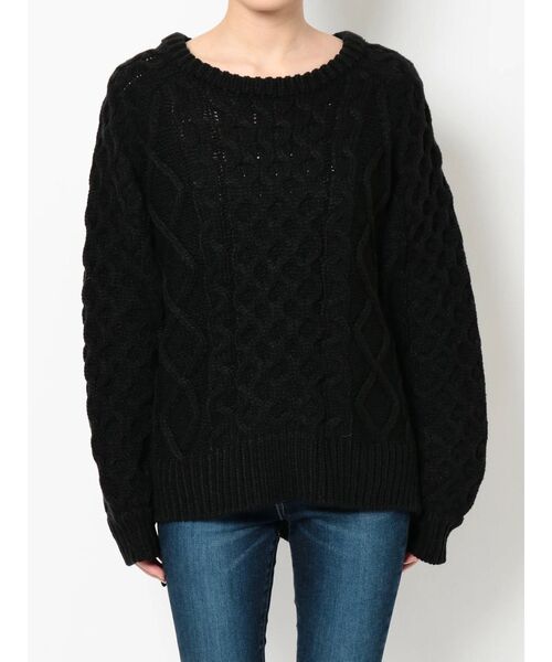 dazzlin(ダズリン)の「ケーブルカジュアルニットップス(ニット/セーター・レディース・オフホワイト/ブラック・FREE)」の14枚目の写真