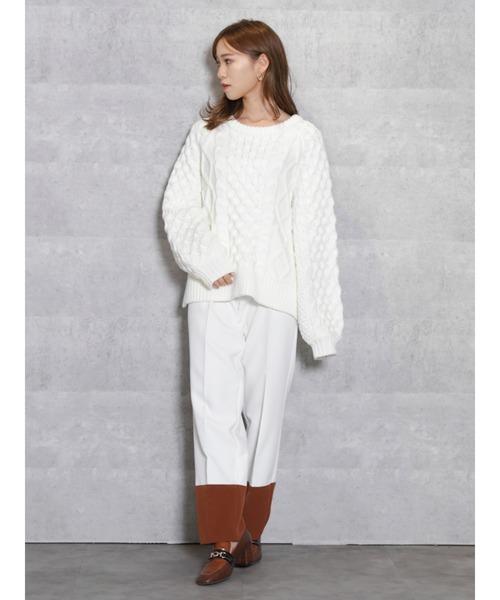 dazzlin(ダズリン)の「ケーブルカジュアルニットップス(ニット/セーター・レディース・オフホワイト/ブラック・FREE)」の16枚目の写真