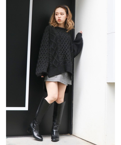 dazzlin(ダズリン)の「ケーブルカジュアルニットップス(ニット/セーター・レディース・オフホワイト/ブラック・FREE)」の17枚目の写真