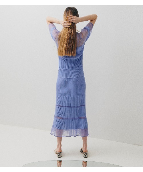 LE CIEL BLEU ルシェルブルー スカート ロング 36 LE CIEL BLEU（ルシェルブルー）の「Transparent Long Knit