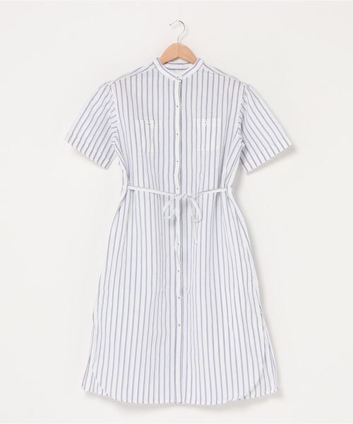 セール ワンピース リネン混ワンピース ワンピース Mcgregor マックレガー のファッション マルチストライプ