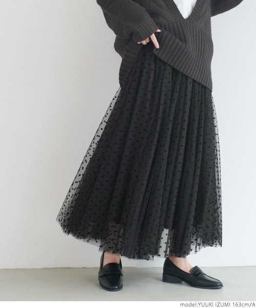 coca(coca)(コカ)の「大小選べるドット柄チュールスカート(スカート・レディース・A/B・ONE SIZE)」の8枚目の写真