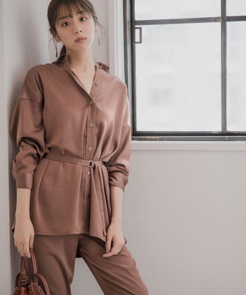 Andemiu アンデミュウ の ベルトツキサテンシャツ914281 シャツ ブラウス Wear