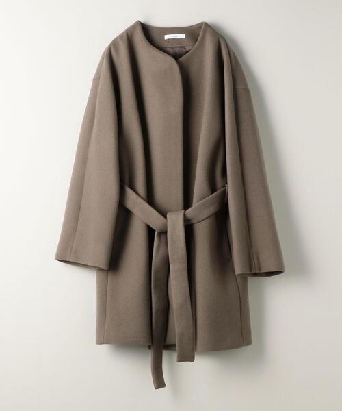 ASTRAETアストラット　ノーカラーコート アストラット ＊ W/N ベルテッド ノーカラーコート 0サイズ ASTRAET