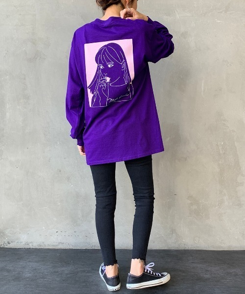 SCREEN STARS（スクリーンスターズ）の「[SCREEN STARS/スクリーンスターズ] 別注ガールプリントTシャツ（Tシャツ/カットソー・レディース・ホワイト/パープル・S/M/L）」の15枚目の写真