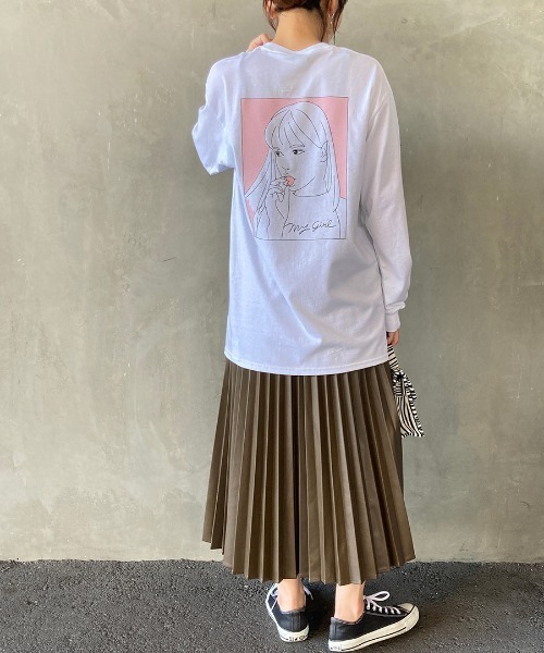 SCREEN STARS（スクリーンスターズ）の「[SCREEN STARS/スクリーンスターズ] 別注ガールプリントTシャツ（Tシャツ/カットソー・レディース・ホワイト/パープル・S/M/L）」の19枚目の写真