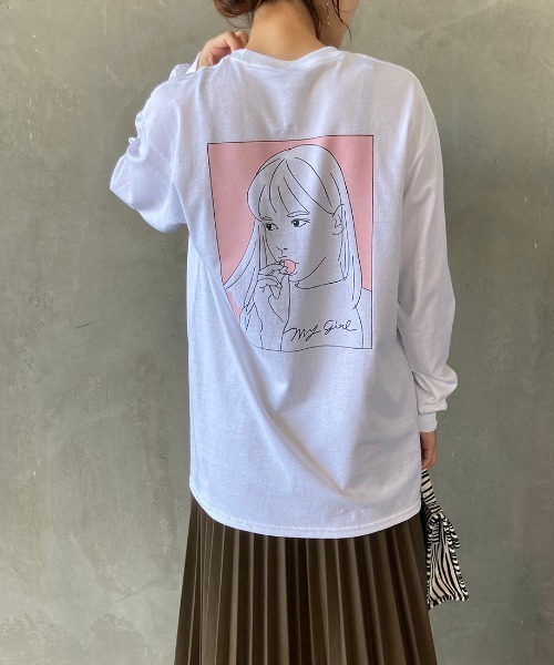 SCREEN STARS（スクリーンスターズ）の「[SCREEN STARS/スクリーンスターズ] 別注ガールプリントTシャツ（Tシャツ/カットソー・レディース・ホワイト/パープル・S/M/L）」の12枚目の写真