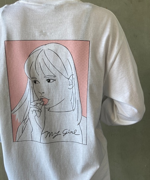 SCREEN STARS（スクリーンスターズ）の「[SCREEN STARS/スクリーンスターズ] 別注ガールプリントTシャツ（Tシャツ/カットソー・レディース・ホワイト/パープル・S/M/L）」の8枚目の写真