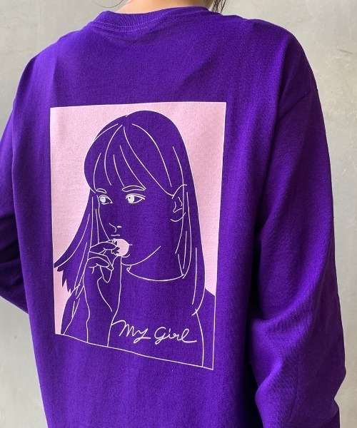 SCREEN STARS（スクリーンスターズ）の「[SCREEN STARS/スクリーンスターズ] 別注ガールプリントTシャツ（Tシャツ/カットソー・レディース・ホワイト/パープル・S/M/L）」の22枚目の写真