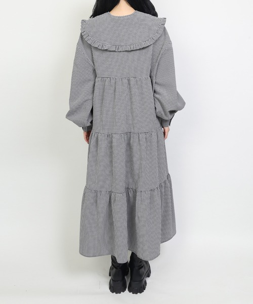 WC（ダブル シー）の「WC/ビックカラーティアードロングスリーブワンピース（ワンピース・レディース・ブラック/ブラック系その他/ベージュ系その他・FREE）」の8枚目の写真