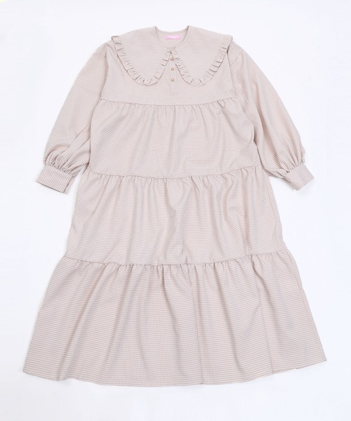 WC（ダブル シー）の「WC/ビックカラーティアードロングスリーブワンピース（ワンピース・レディース・ブラック/ブラック系その他/ベージュ系その他・FREE）」の12枚目の写真