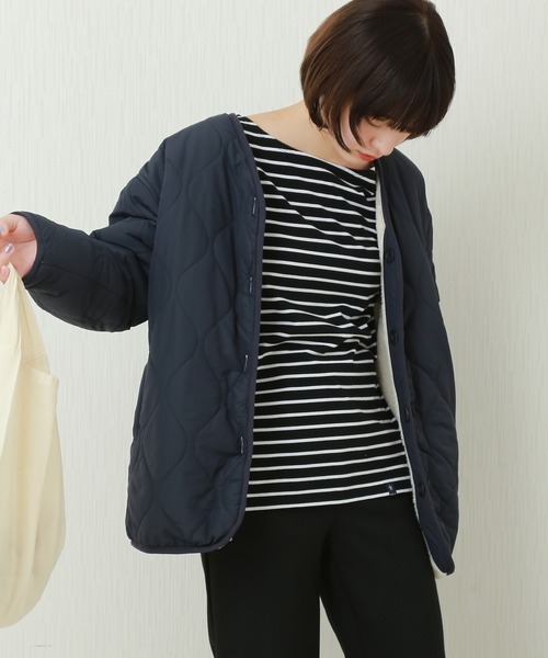 n'ee-ne(ネーネ)の「リバーシブル ボア×キルティングブルゾン(ブルゾン・レディース・ブラック/カーキ/ベージュ/ネイビー・L/M)」の1枚目の写真