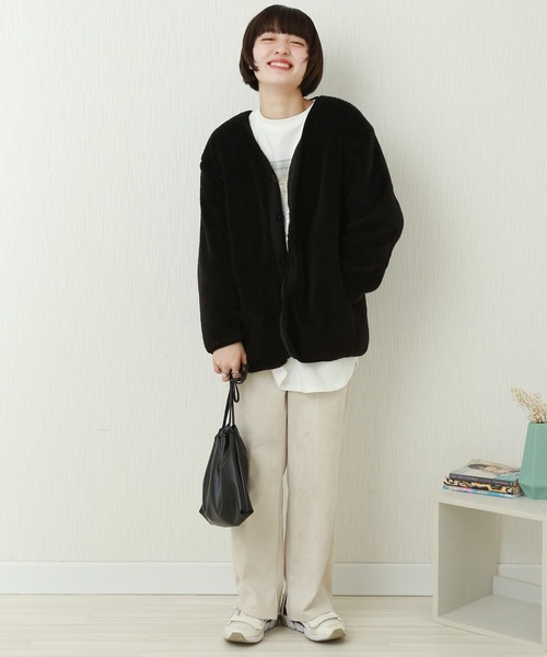 n'ee-ne(ネーネ)の「リバーシブル ボア×キルティングブルゾン(ブルゾン・レディース・ブラック/カーキ/ベージュ/ネイビー・L/M)」の20枚目の写真