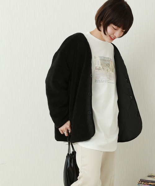 n'ee-ne(ネーネ)の「リバーシブル ボア×キルティングブルゾン(ブルゾン・レディース・ブラック/カーキ/ベージュ/ネイビー・L/M)」の15枚目の写真