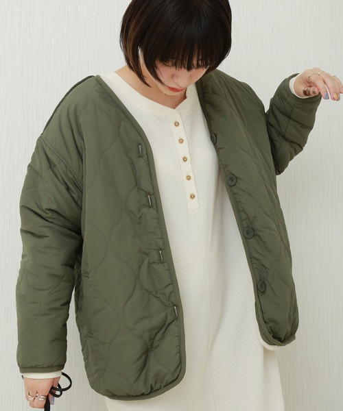 n'ee-ne(ネーネ)の「リバーシブル ボア×キルティングブルゾン(ブルゾン・レディース・ブラック/カーキ/ベージュ/ネイビー・L/M)」の21枚目の写真