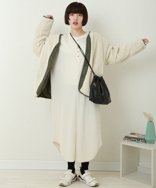 n'ee-ne(ネーネ)の「リバーシブル ボア×キルティングブルゾン(ブルゾン・レディース・ブラック/カーキ/ベージュ/ネイビー・L/M)」の11枚目の写真