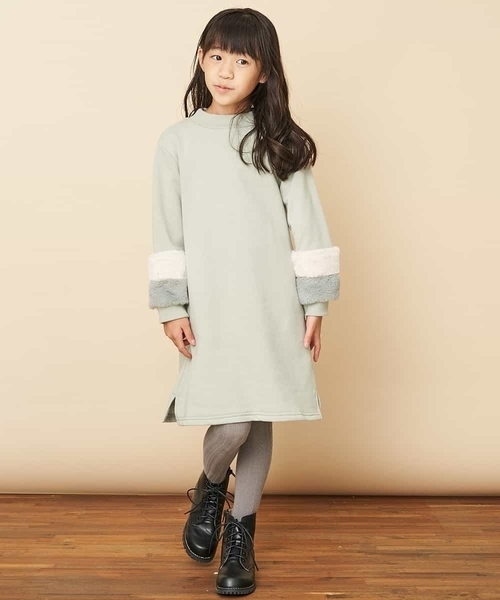 セール 100 130 袖ファー裏毛トレーナーワンピース Web限定サイズ ワンピース A V V アーヴェヴェ のファッション通販 Zozotown