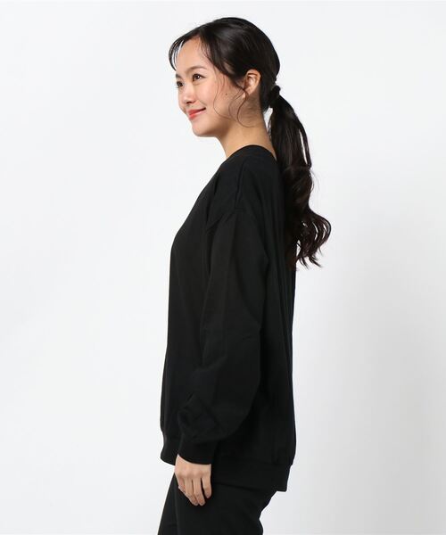 LEAD(リード)の「綿コットン100%シンプル長袖カットソートップス TOPS(Tシャツ/カットソー・レディース・ブラック/ネイビー/オフホワイト/カーキ/キャメル/ライトアッシュグレー・FREE)」の8枚目の写真